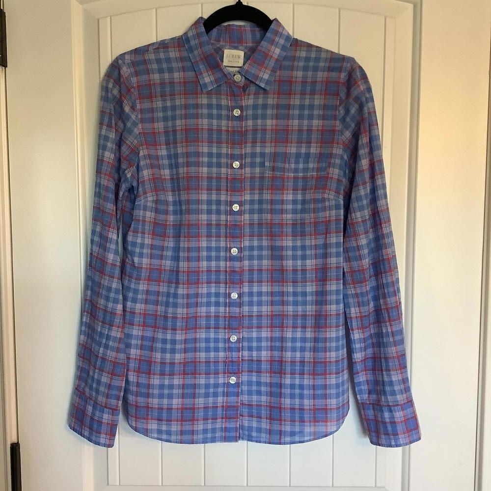 J.Crew Blue & Red Plaid Button-Down Shirt‎